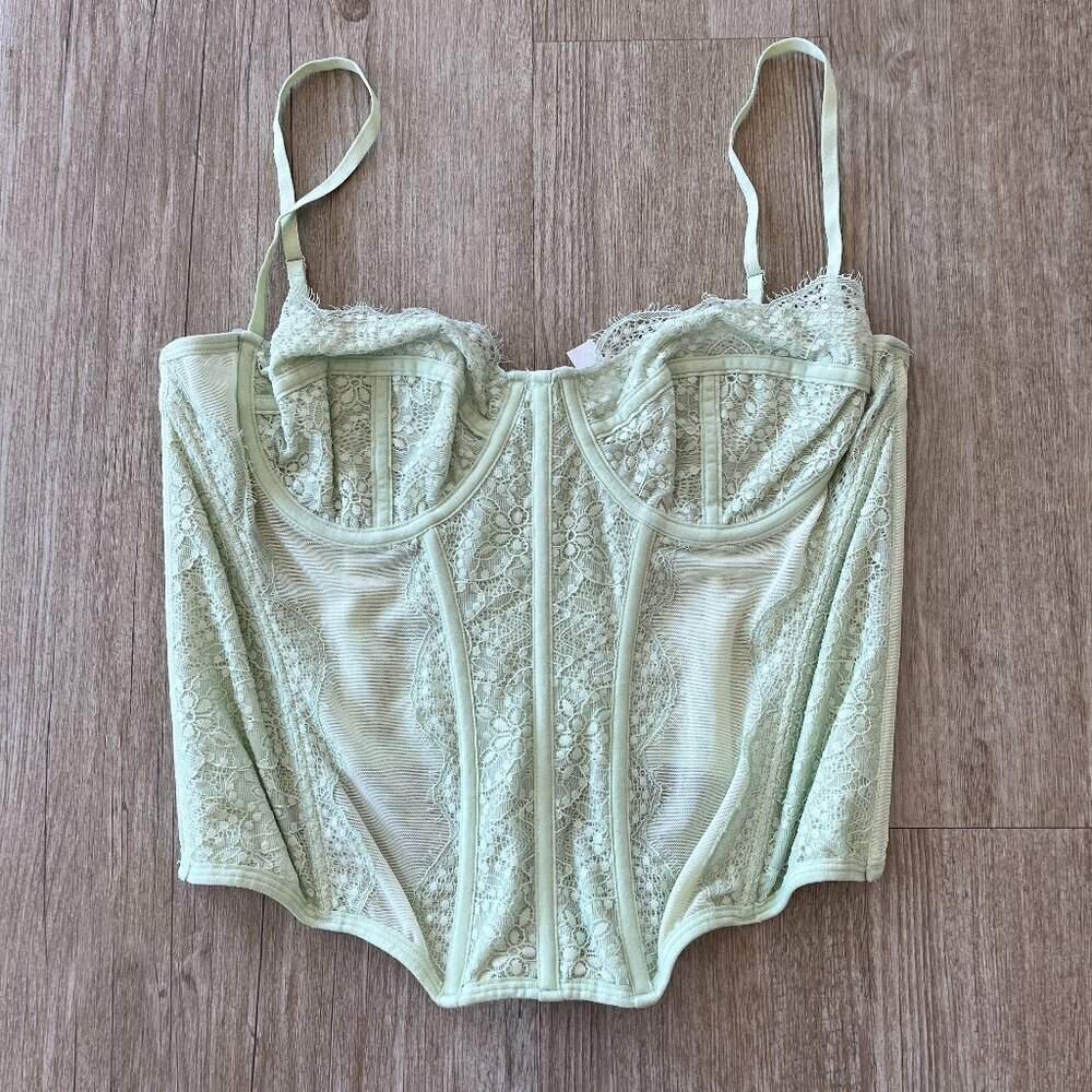 Womens Urban Outfitters Out From Under Mint Green Corset Top - XL